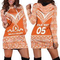 Personalised Tonga Tailulu College Hoodie Dress Tongan Kupesi Pattern LT05 - Polynesian Pride