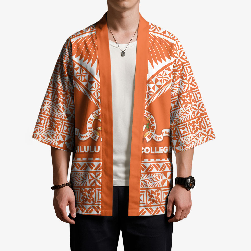 Personalised Tonga Tailulu College Kimono Tongan Kupesi Pattern