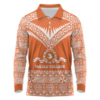 Personalised Tonga Tailulu College Long Sleeve Polo Shirt Tongan Kupesi Pattern