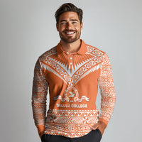 Personalised Tonga Tailulu College Long Sleeve Polo Shirt Tongan Kupesi Pattern