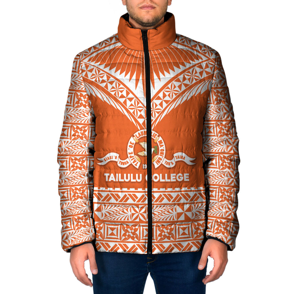 Personalised Tonga Tailulu College Padded Jacket Tongan Kupesi Pattern
