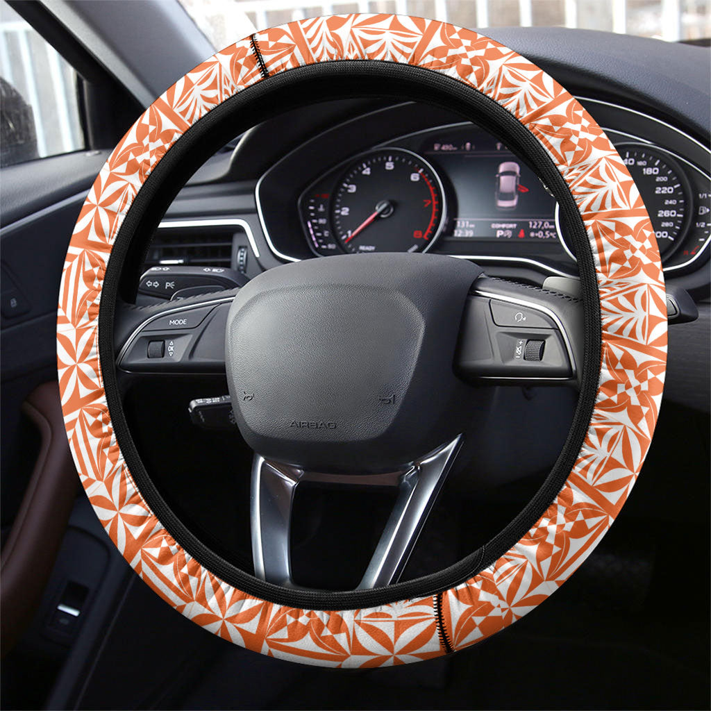 Tonga Tailulu College Steering Wheel Cover Tongan Kupesi Pattern
