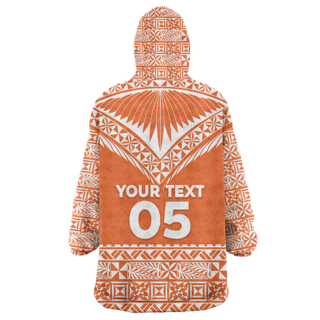 Personalised Tonga Tailulu College Wearable Blanket Hoodie Tongan Kupesi Pattern