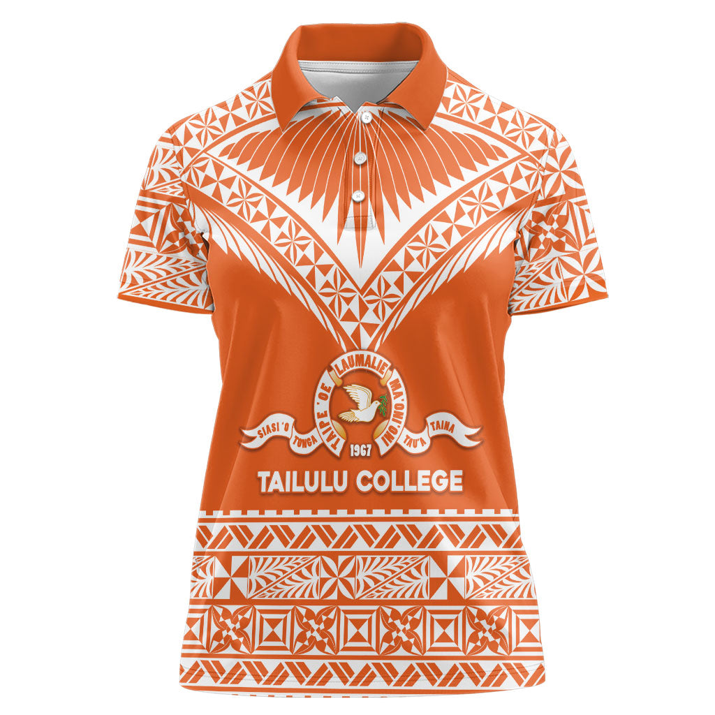 Personalised Tonga Tailulu College Women Polo Shirt Tongan Kupesi Pattern