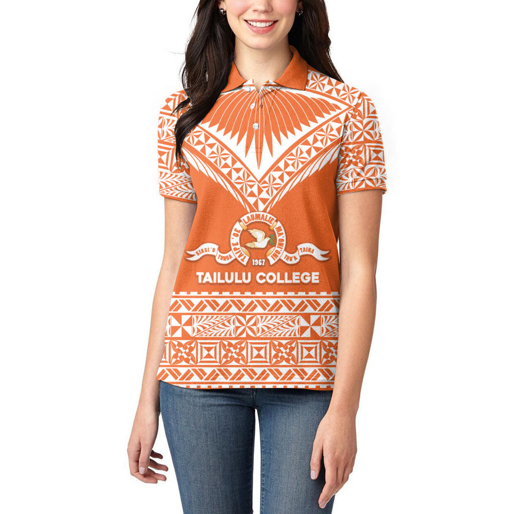 Personalised Tonga Tailulu College Women Polo Shirt Tongan Kupesi Pattern