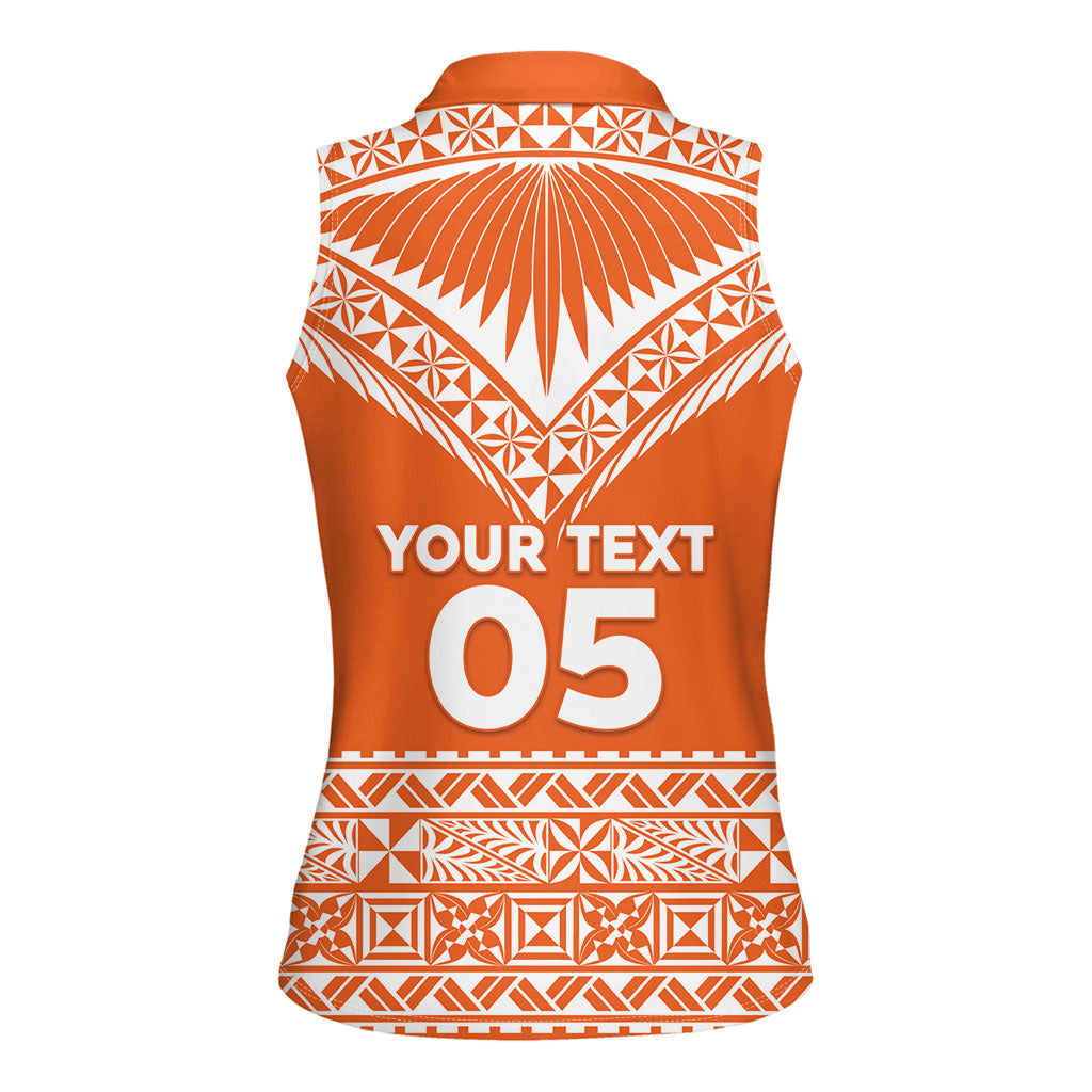 Personalised Tonga Tailulu College Women Sleeveless Polo Shirt Tongan Kupesi Pattern