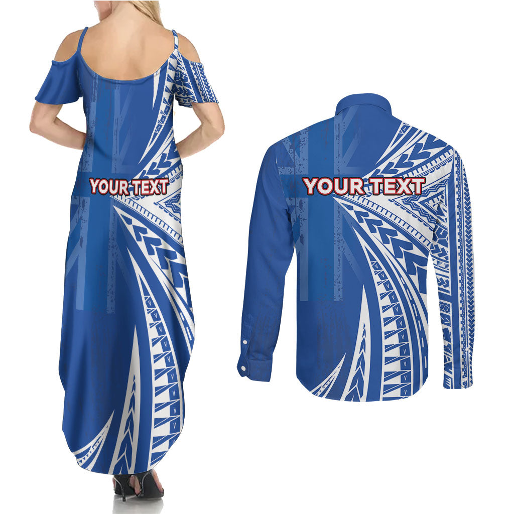 Personalised Hawaii 808 Couples Matching Summer Maxi Dress and Long Sleeve Button Shirt Unique Style LT05 - Polynesian Pride