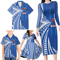 Personalised Hawaii 808 Family Matching Long Sleeve Bodycon Dress and Hawaiian Shirt Unique Style