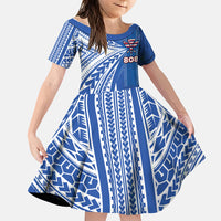 Personalised Hawaii 808 Family Matching Mermaid Dress and Hawaiian Shirt Unique Style LT05 Daughter's Dress Blue - Polynesian Pride