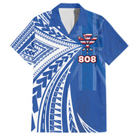 Personalised Hawaii 808 Family Matching Mermaid Dress and Hawaiian Shirt Unique Style LT05 Dad's Shirt - Short Sleeve Blue - Polynesian Pride