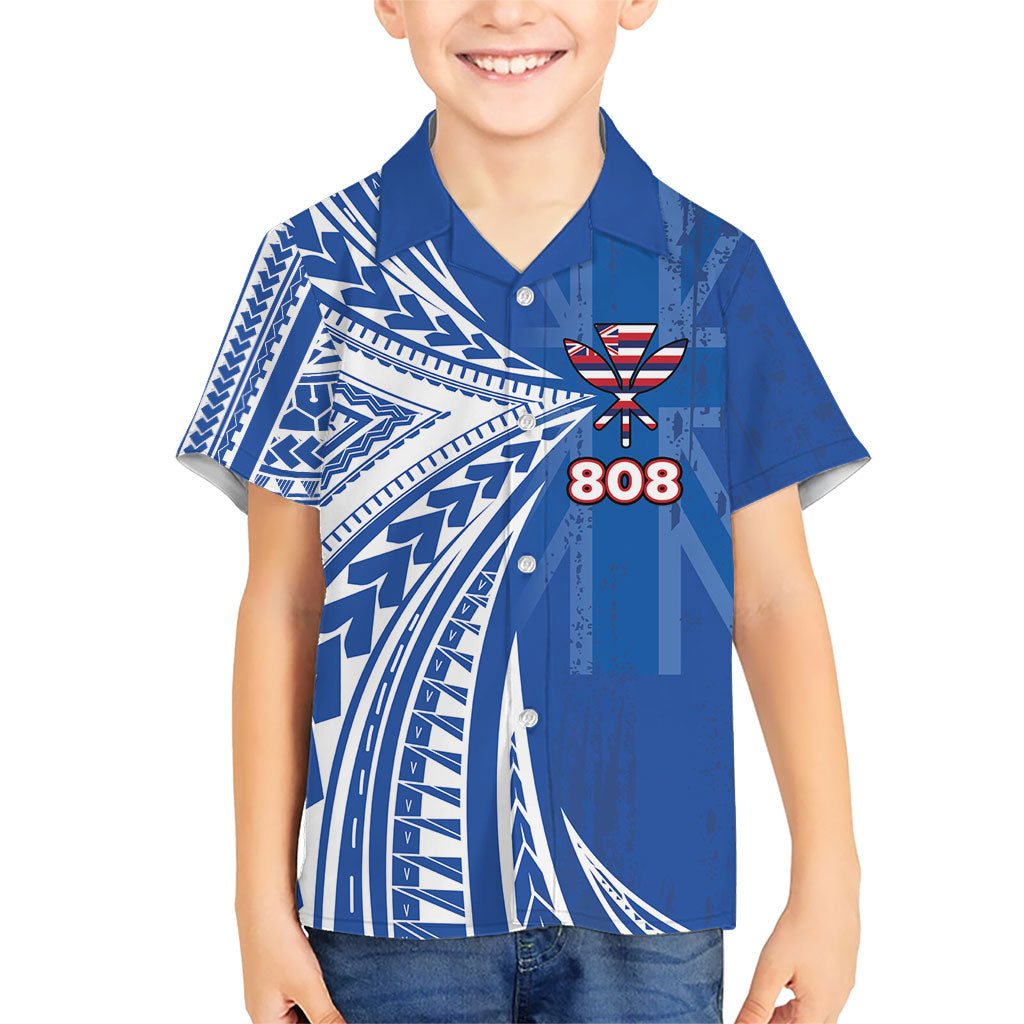 Personalised Hawaii 808 Family Matching Mermaid Dress and Hawaiian Shirt Unique Style LT05 Son's Shirt Blue - Polynesian Pride
