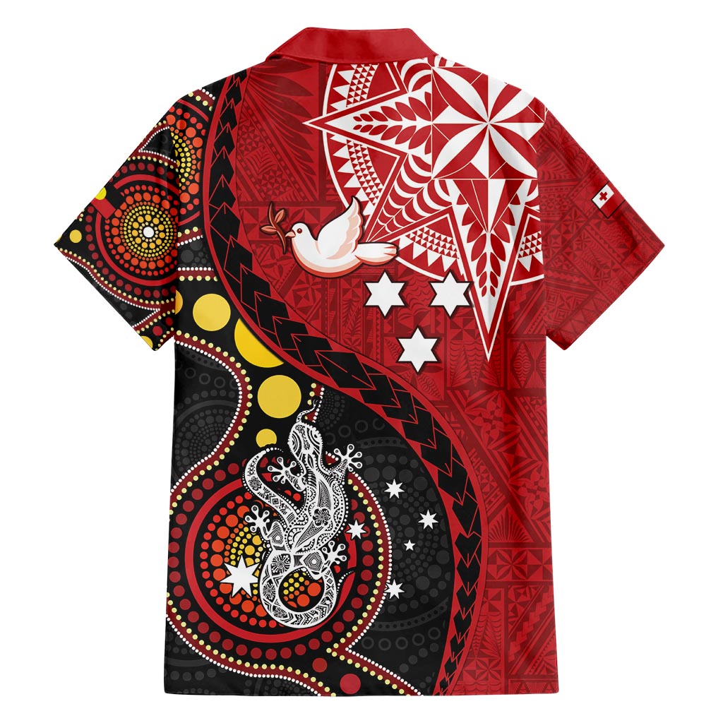 Tonga Ngatu And Australia Aboriginal Hawaiian Shirt Tongan Dove And Kangaroo Together