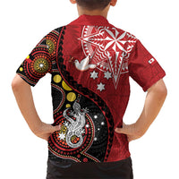 Tonga Ngatu And Australia Aboriginal Kid Hawaiian Shirt Tongan Dove And Kangaroo Together LT05 - Polynesian Pride