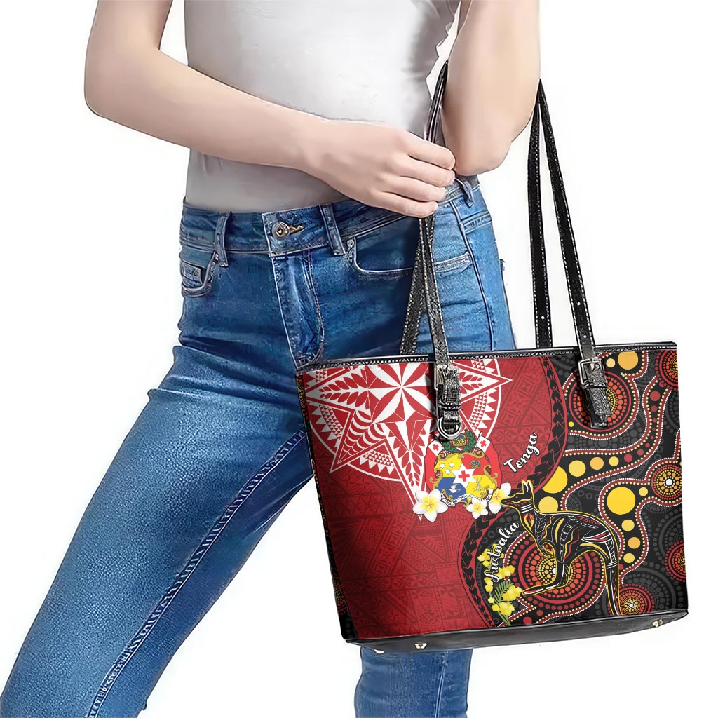 Tonga Ngatu And Australia Aboriginal Leather Tote Bag Tongan Dove And Kangaroo Together