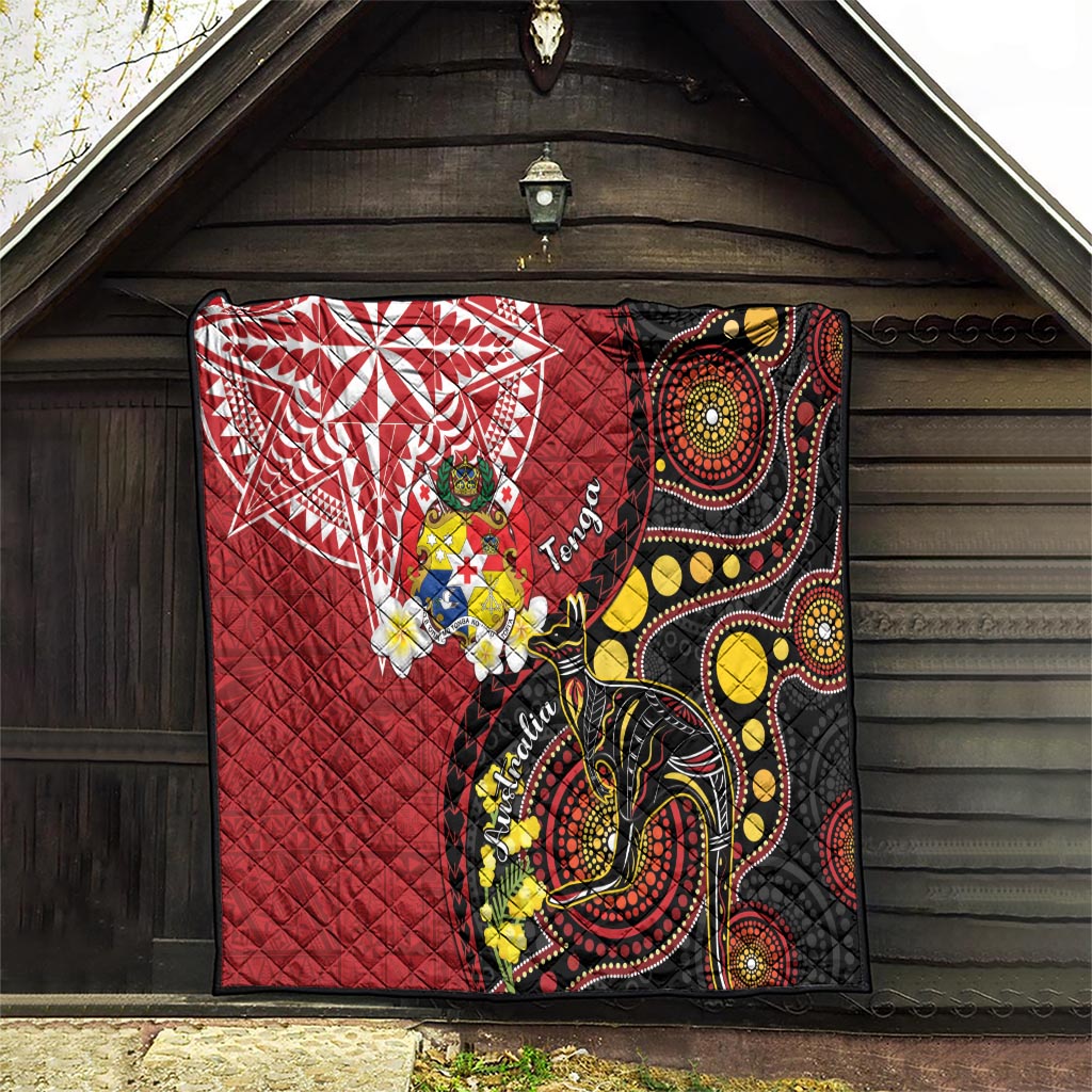 Tonga Ngatu And Australia Aboriginal Quilt Tongan Dove And Kangaroo Together LT05 - Polynesian Pride