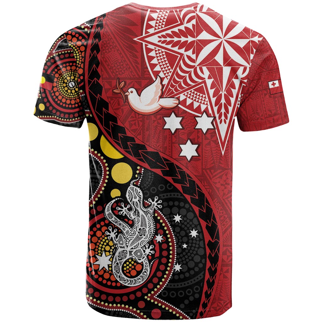 Tonga Ngatu And Australia Aboriginal T Shirt Tongan Dove And Kangaroo Together