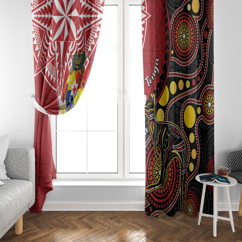 Tonga Ngatu And Australia Aboriginal Window Curtain Tongan Dove And Kangaroo Together