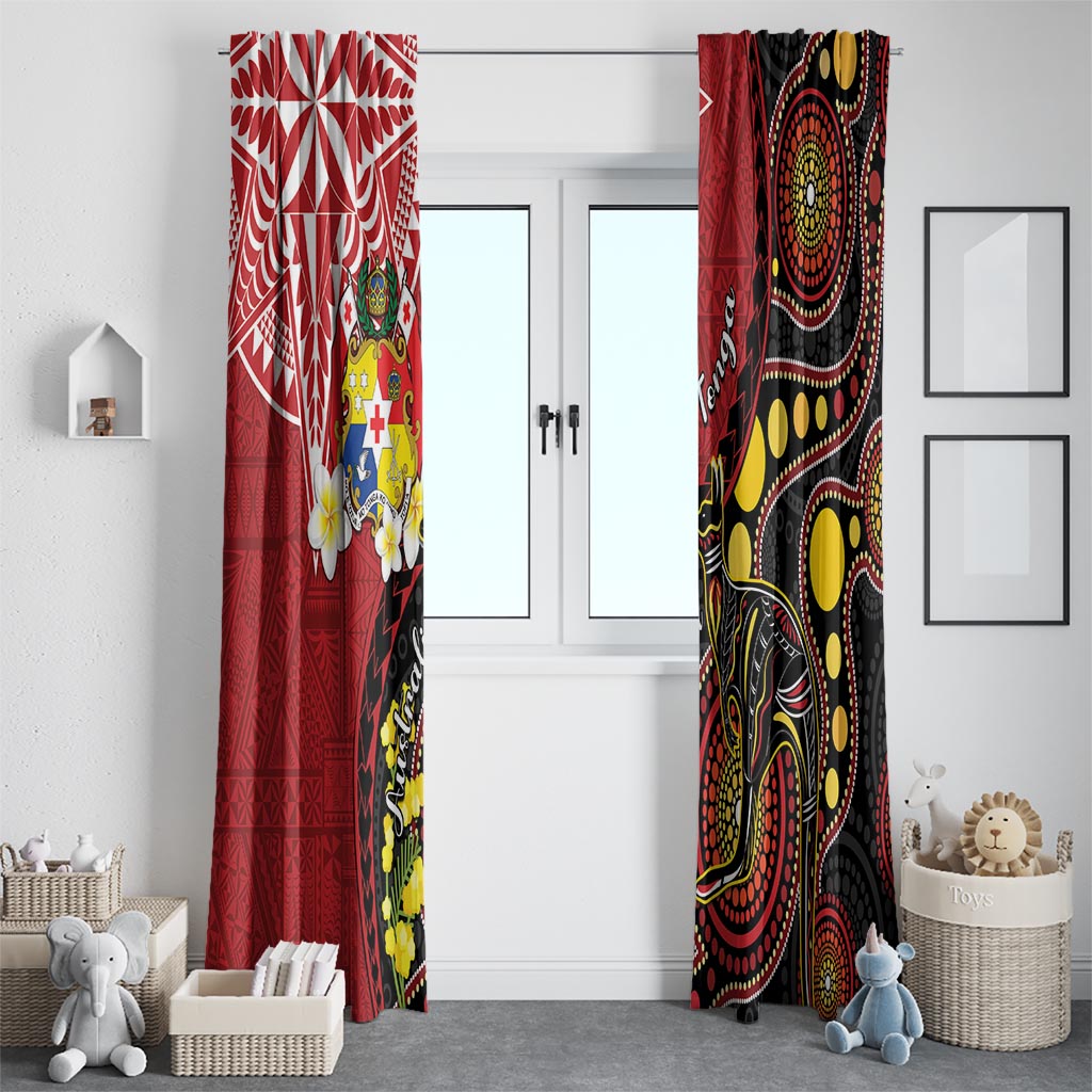 Tonga Ngatu And Australia Aboriginal Window Curtain Tongan Dove And Kangaroo Together