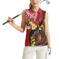 Tonga Ngatu And Australia Aboriginal Women Sleeveless Polo Shirt Tongan Dove And Kangaroo Together