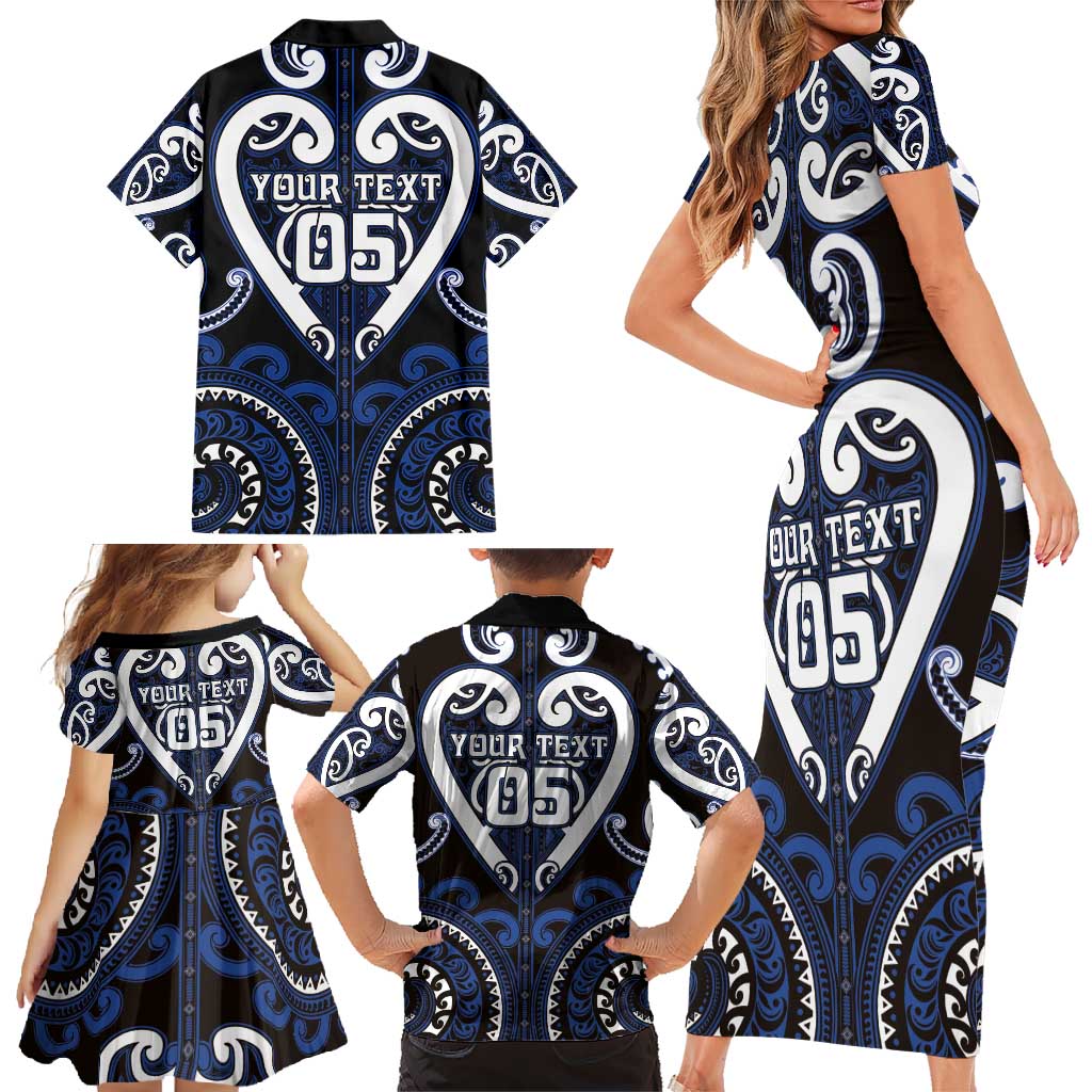Custom Aotearoa Ngati Tuwharetoa Family Matching Short Sleeve Bodycon Dress and Hawaiian Shirt Maori Tribal Pattern