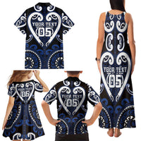 Custom Aotearoa Ngati Tuwharetoa Family Matching Tank Maxi Dress and Hawaiian Shirt Maori Tribal Pattern