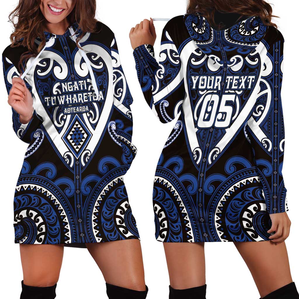 Custom Aotearoa Ngati Tuwharetoa Hoodie Dress Maori Tribal Pattern