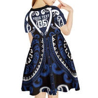 Custom Aotearoa Ngati Tuwharetoa Kid Short Sleeve Dress Maori Tribal Pattern