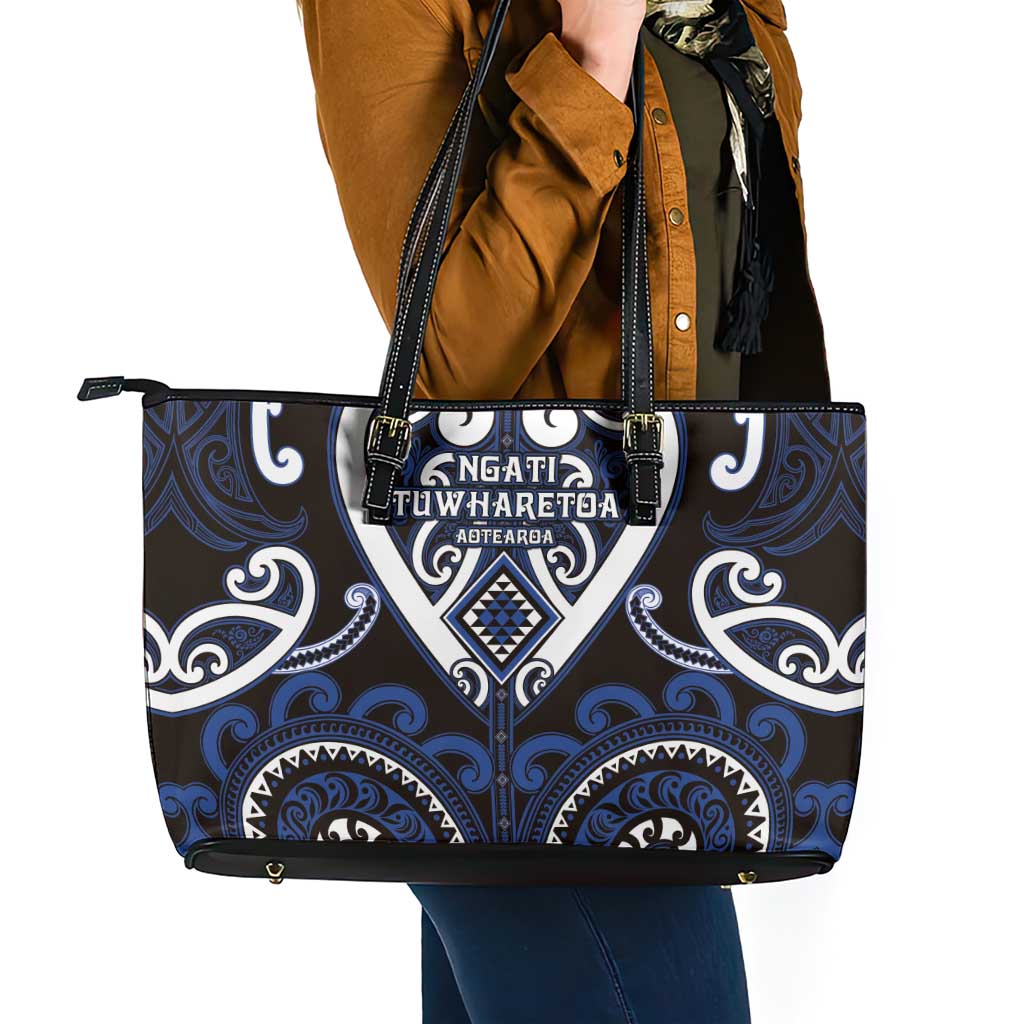 Aotearoa Ngati Tuwharetoa Leather Tote Bag Maori Tribal Pattern