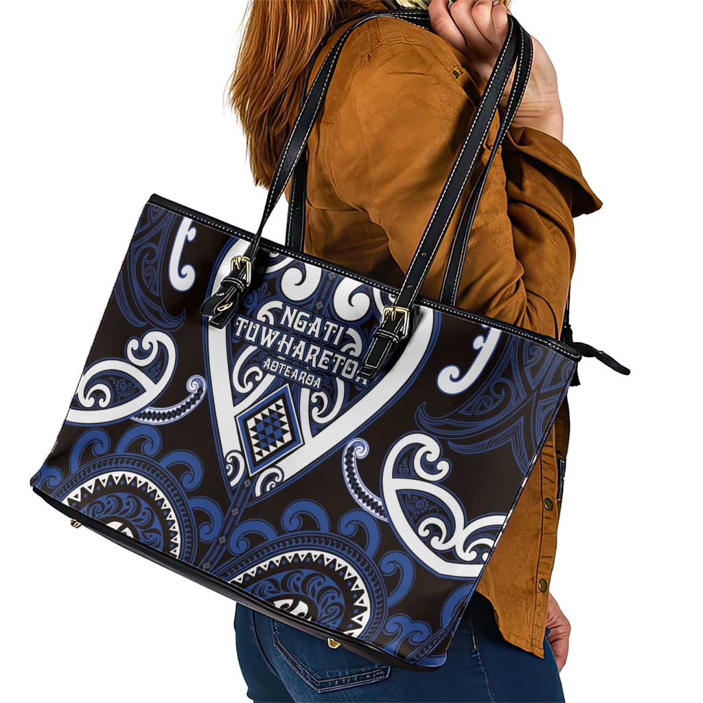 Aotearoa Ngati Tuwharetoa Leather Tote Bag Maori Tribal Pattern
