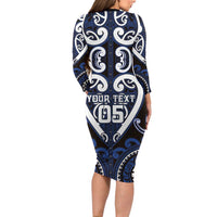 Custom Aotearoa Ngati Tuwharetoa Long Sleeve Bodycon Dress Maori Tribal Pattern