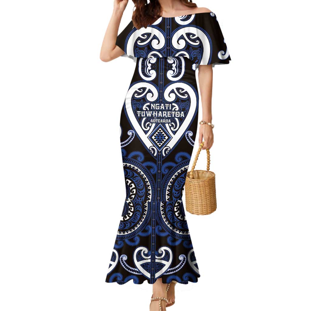Custom Aotearoa Ngati Tuwharetoa Mermaid Dress Maori Tribal Pattern