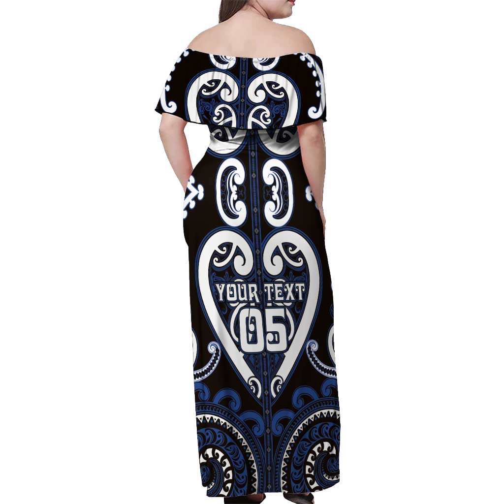 Custom Aotearoa Ngati Tuwharetoa Off Shoulder Maxi Dress Maori Tribal Pattern