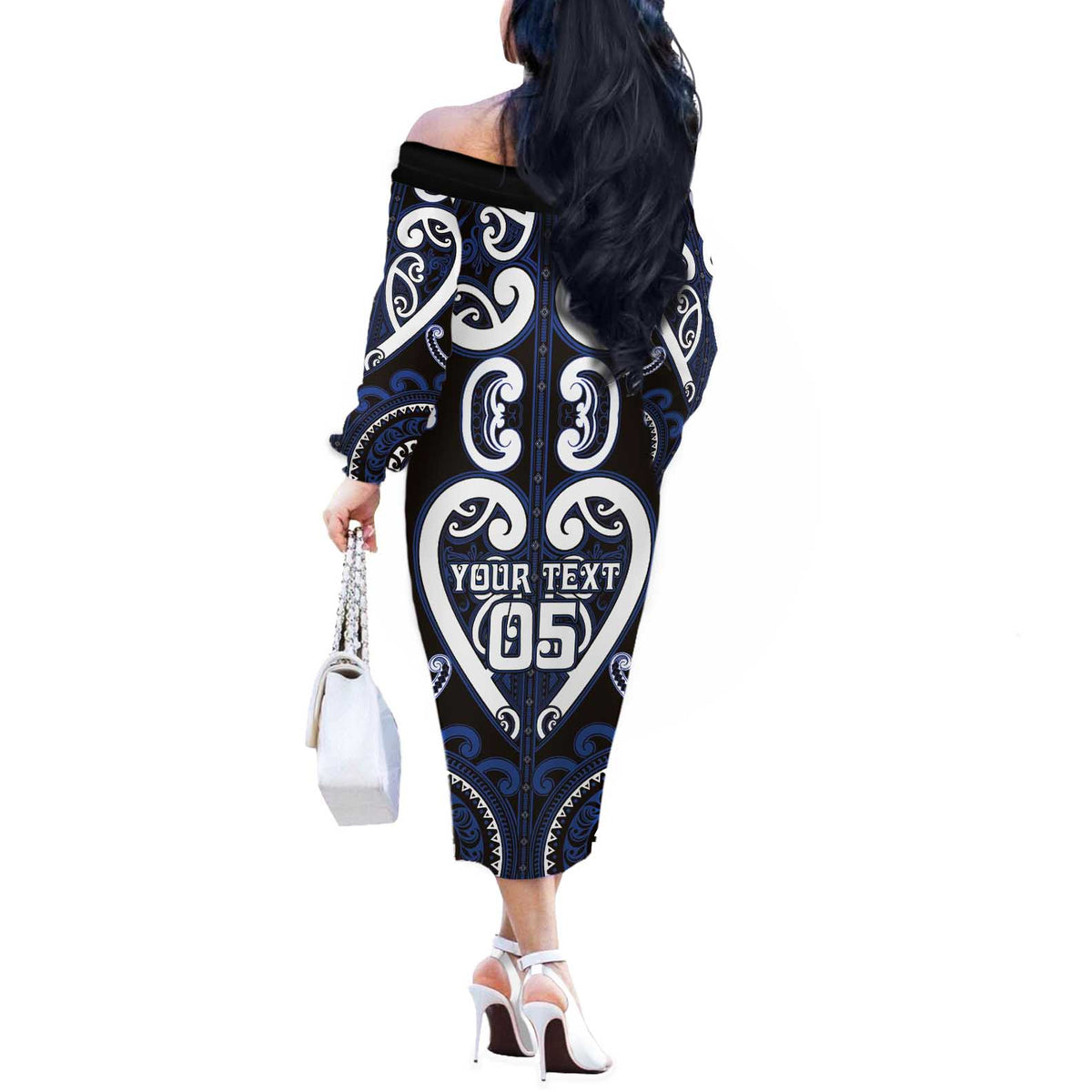 Custom Aotearoa Ngati Tuwharetoa Off The Shoulder Long Sleeve Dress Maori Tribal Pattern