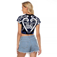 Custom Aotearoa Ngati Tuwharetoa Raglan Cropped T Shirt Maori Tribal Pattern LT05 - Polynesian Pride