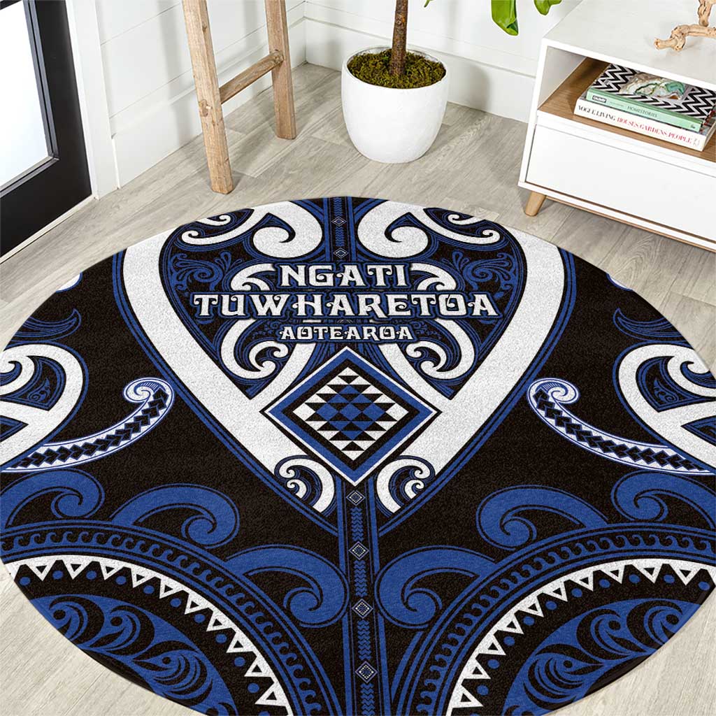 Aotearoa Ngati Tuwharetoa Round Carpet Maori Tribal Pattern