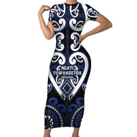 Custom Aotearoa Ngati Tuwharetoa Short Sleeve Bodycon Dress Maori Tribal Pattern