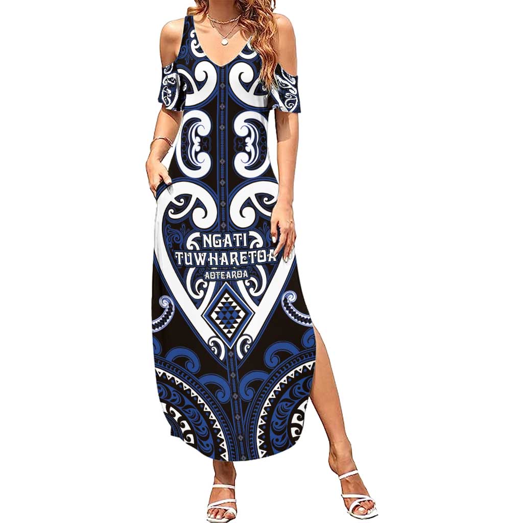 Custom Aotearoa Ngati Tuwharetoa Summer Maxi Dress Maori Tribal Pattern