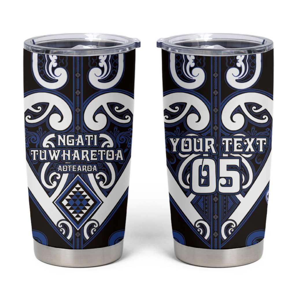 Custom Aotearoa Ngati Tuwharetoa Tumbler Cup Maori Tribal Pattern LT05 Navy - Polynesian Pride
