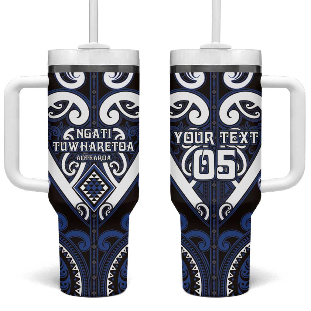 Custom Aotearoa Ngati Tuwharetoa Tumbler With Handle Maori Tribal Pattern