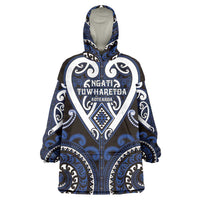 Custom Aotearoa Ngati Tuwharetoa Wearable Blanket Hoodie Maori Tribal Pattern