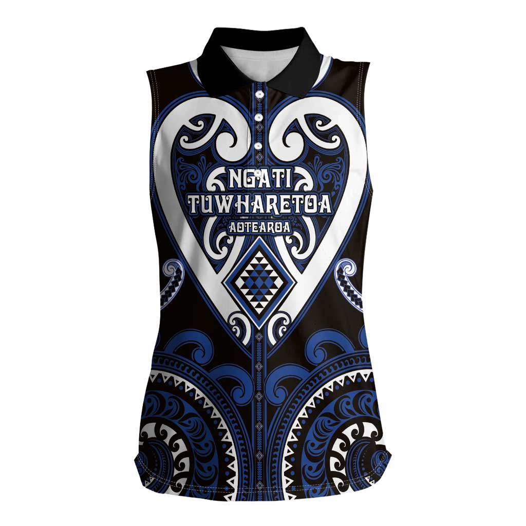 Custom Aotearoa Ngati Tuwharetoa Women Sleeveless Polo Shirt Maori Tribal Pattern