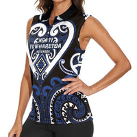 Custom Aotearoa Ngati Tuwharetoa Women Sleeveless Polo Shirt Maori Tribal Pattern