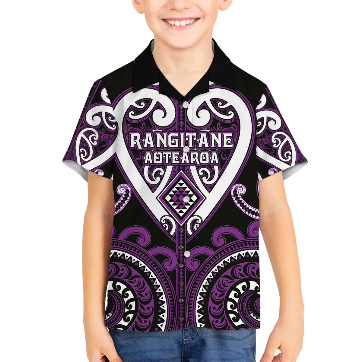 Custom Aotearoa Rangitane Family Matching Off The Shoulder Long Sleeve Dress and Hawaiian Shirt Maori Tribal Pattern