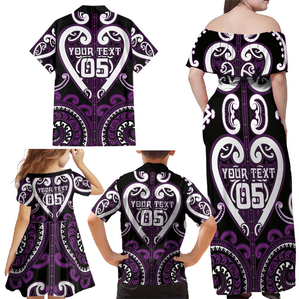 Custom Aotearoa Rangitane Family Matching Off Shoulder Maxi Dress and Hawaiian Shirt Maori Tribal Pattern