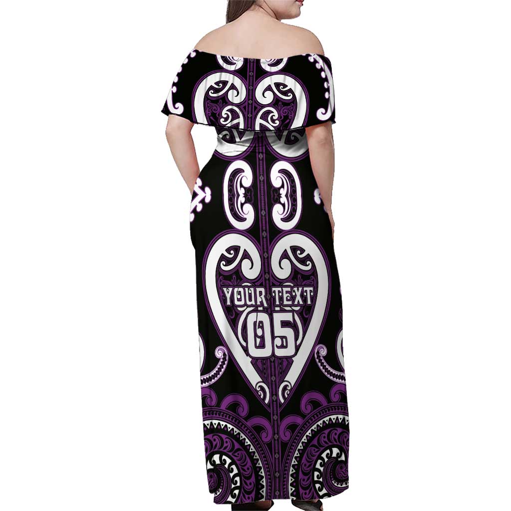 Custom Aotearoa Rangitane Family Matching Off Shoulder Maxi Dress and Hawaiian Shirt Maori Tribal Pattern