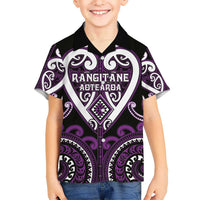 Custom Aotearoa Rangitane Kid Hawaiian Shirt Maori Tribal Pattern LT05 Kid Purple - Polynesian Pride