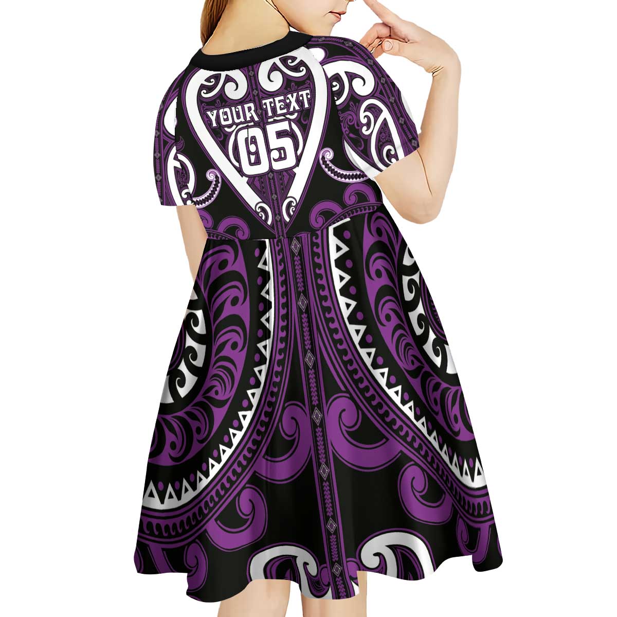 Custom Aotearoa Rangitane Kid Short Sleeve Dress Maori Tribal Pattern LT05 - Polynesian Pride
