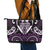 Aotearoa Rangitane Leather Tote Bag Maori Tribal Pattern