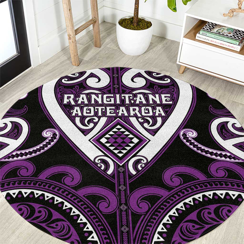Aotearoa Rangitane Round Carpet Maori Tribal Pattern