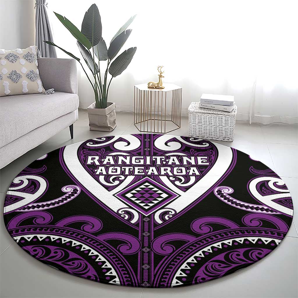 Aotearoa Rangitane Round Carpet Maori Tribal Pattern